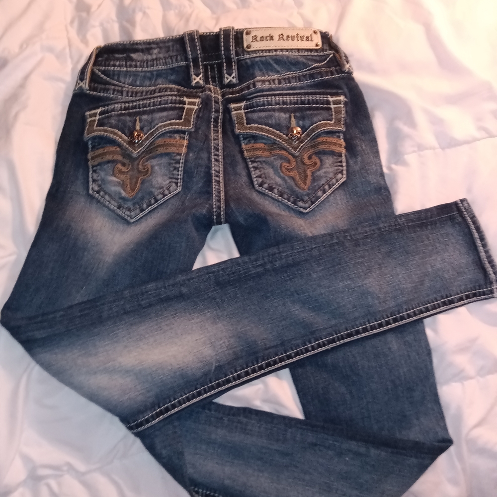 Rock Revival Women's Blue Jeans - Picture 3 of 5
